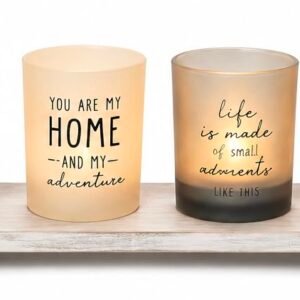 4-Piece Tealight Candle Holder Set with Wooden Stand – Stay Home Home Decor
