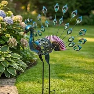 Jardin Decorative Metal Peacock Garden Sculpture (90cm).