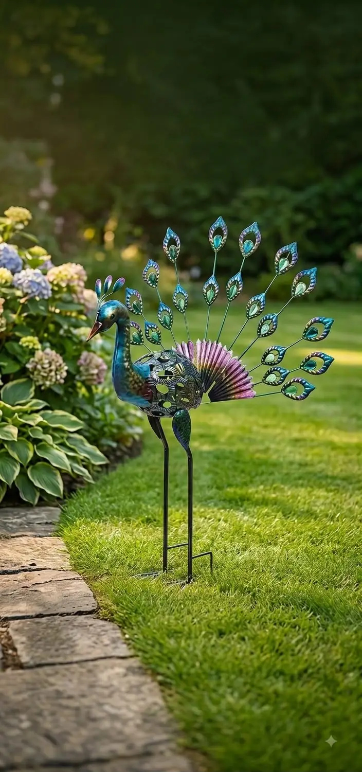 Jardin Decorative Metal Peacock Garden Sculpture (90cm).