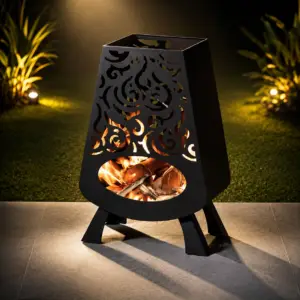 NEW Morocco Log Burner Strong Sturdy Metal Construction Fire Pit Outdoor Garden