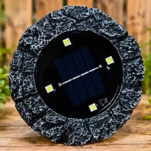 12.5cm Dark Grey Solar Rock Garden Ground Light – Warm White LED