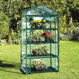 New Jardin 4 Tier Greenhouse Roll-up zipped Door or Easy Access and Ventilation.