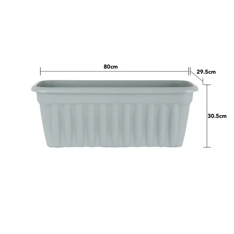 80cm Extra Large Grey Trough Plant Pot Garden Long Flower Herb Plastic Planter - Image 2