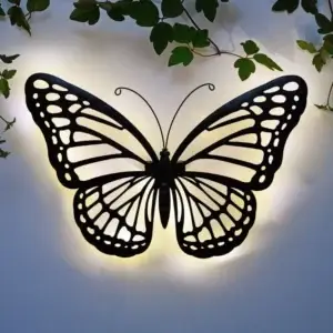 New Solar Butterfly Wall Decoration with 40 Warm White LED Lights A-103