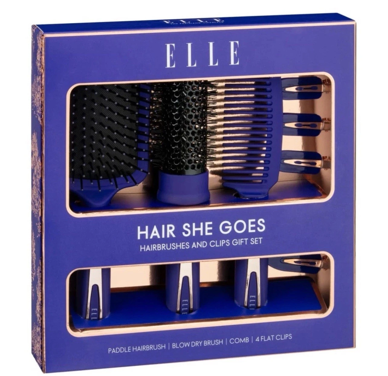 Elle Hairbrush Gift Set - Purple Brush Hair Set Gift For Her