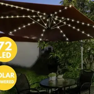 72 LED Solar Parasol Lights – Garden Patio Table Umbrella Fairy Light – Outdoor