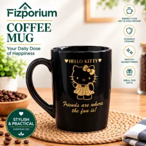 Hello Kitty Black Ceramic Coffee Mug Glossy Finish Stylish Gift Cup