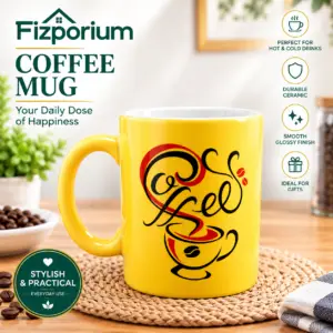 Yellow Coffee Mug Ceramic Coffee Cup Stylish Glossy Finish Hot & Cold Drinks Gift