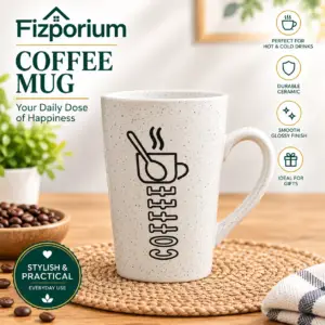 Coffee Mug Ceramic Speckled White Cup Smooth Glossy Finish Hot Cold Drinks Gift