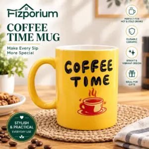Yellow Coffee Mug Ceramic Coffee Cup Stylish Glossy Finish Hot & Cold Drinks Gif